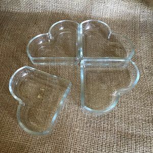 Pfaltzgraff Clear Glass Serving Dishes   set of 4 Heart Shaped bowls